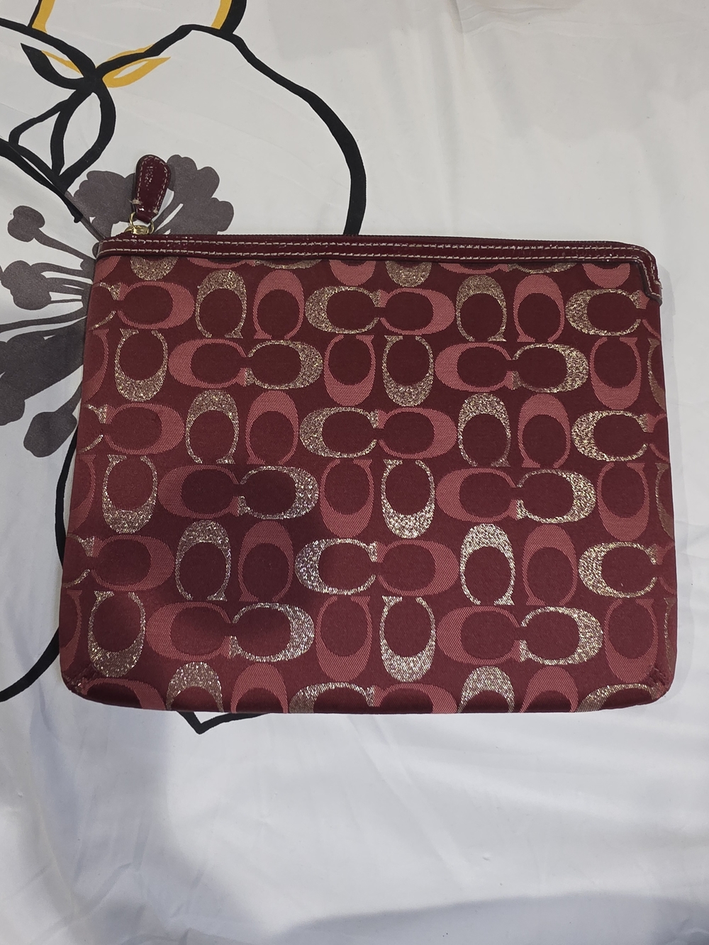 Coach Red and Metallic Logo Zip Pouch Sleeve For mini IPAD or Tablet